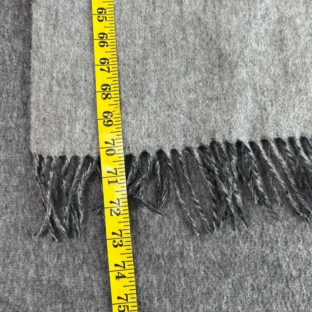 Gray Reversible Wool Cashmere Blend Fringed Scarf Charcoal Two Tone 12x72